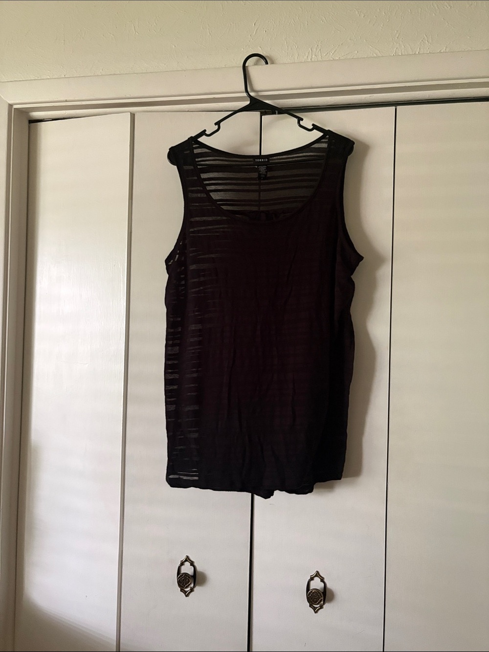 Torrid Black Sheer Stripe Tank Top